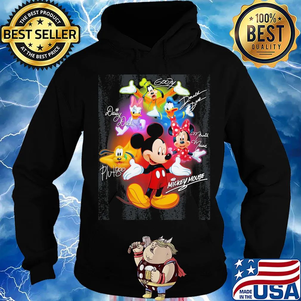 Disney mickey mouse and friends cartoon characters signatures s Hoodie