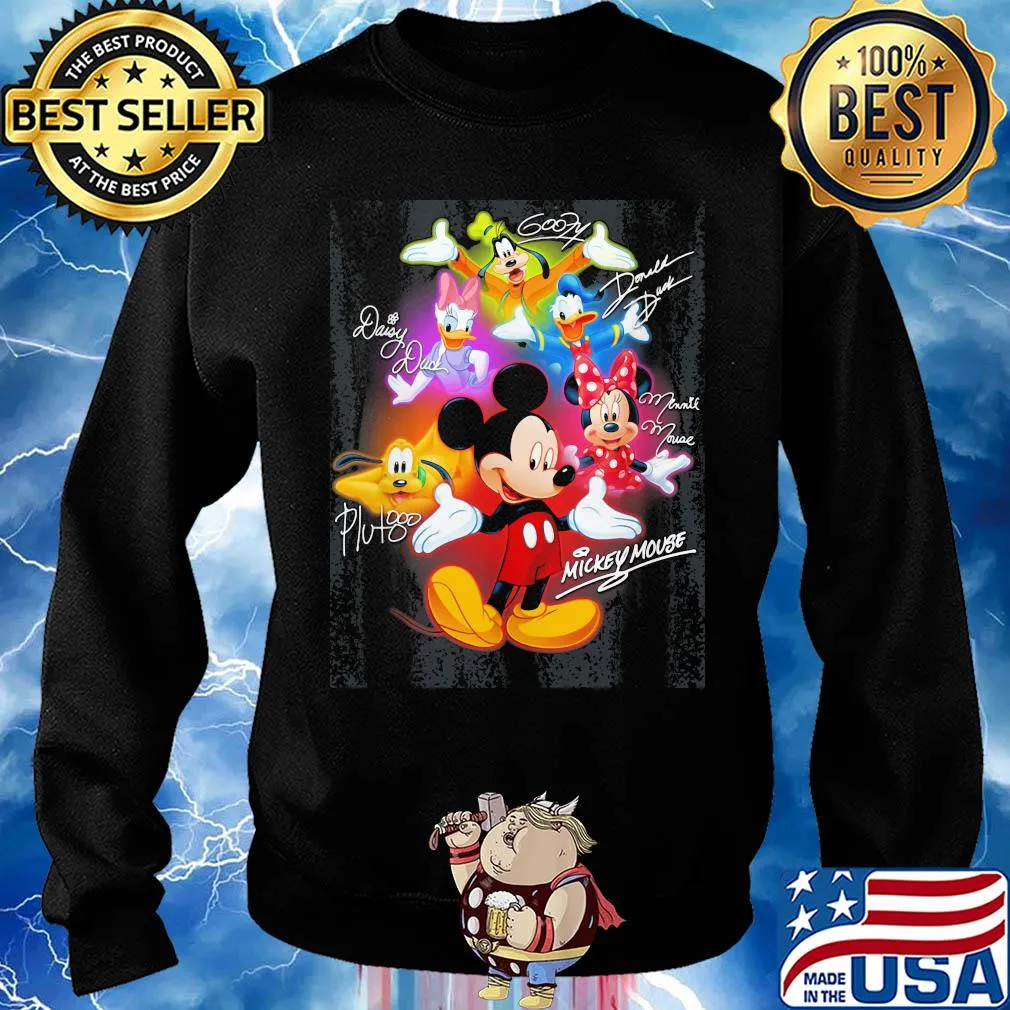 Disney mickey mouse and friends cartoon characters signatures s Sweater