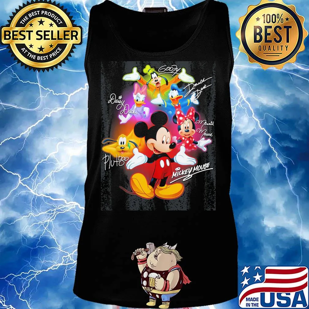 Disney mickey mouse and friends cartoon characters signatures s Tank top