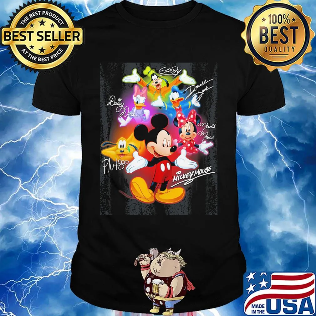 Disney mickey mouse and friends cartoon characters signatures shirt