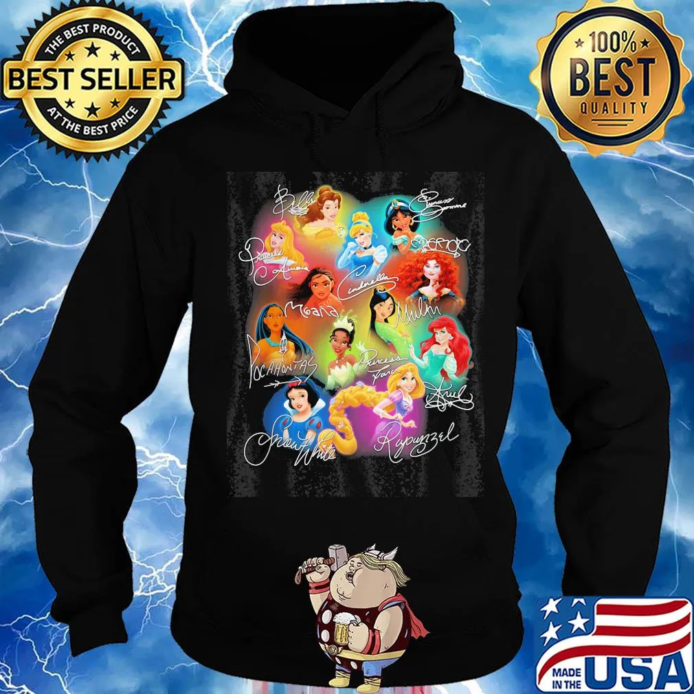 Disney princess cartoon characters signatures s Hoodie