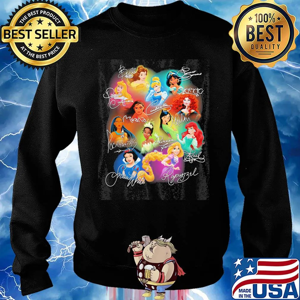 Disney princess cartoon characters signatures s Sweater