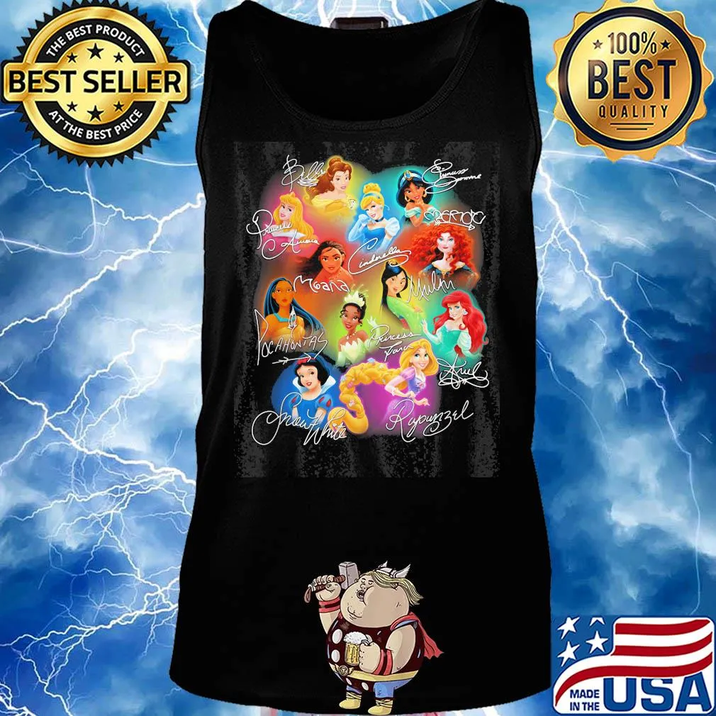 Disney princess cartoon characters signatures s Tank top