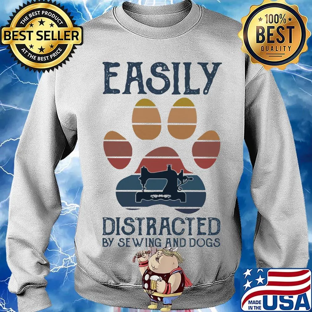 Easily distracted by sewing and paw dogs vintage s Sweater
