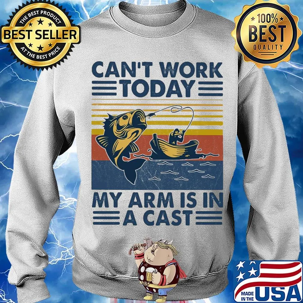 Fishing can't work today my arm is in a cast boat vintage s Sweater