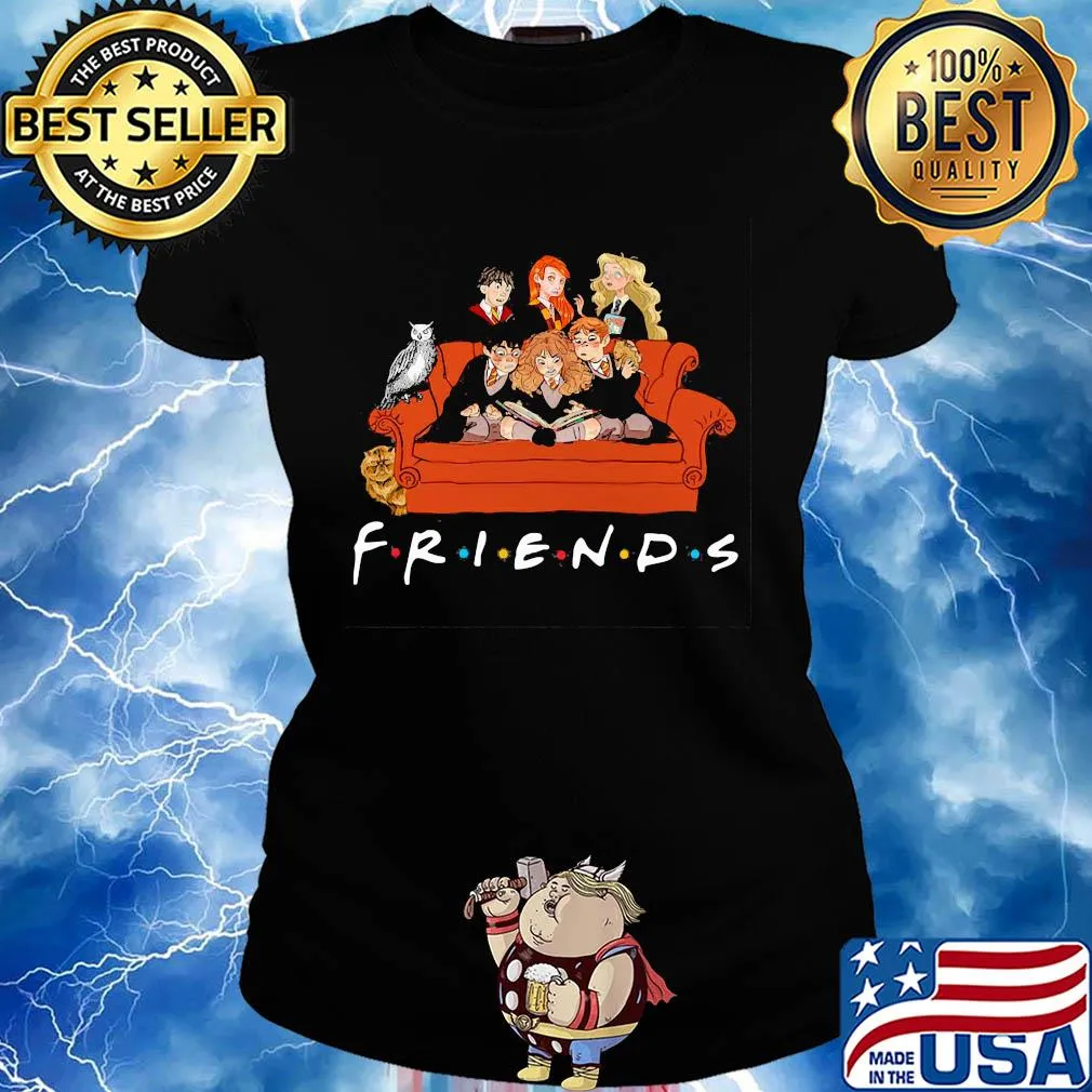 Friends harry potter characters sitting on sofa and reading book s Ladies tee