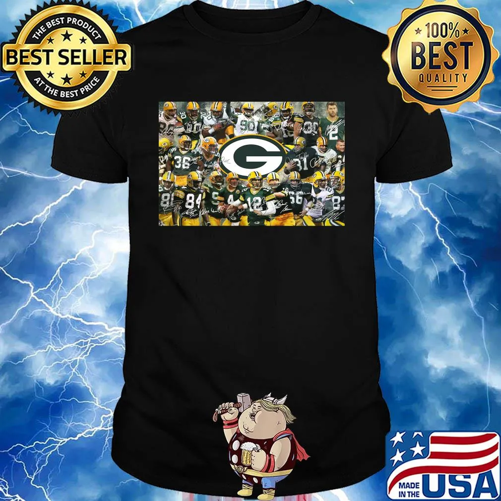 Green bay packers football team players signatures shirt