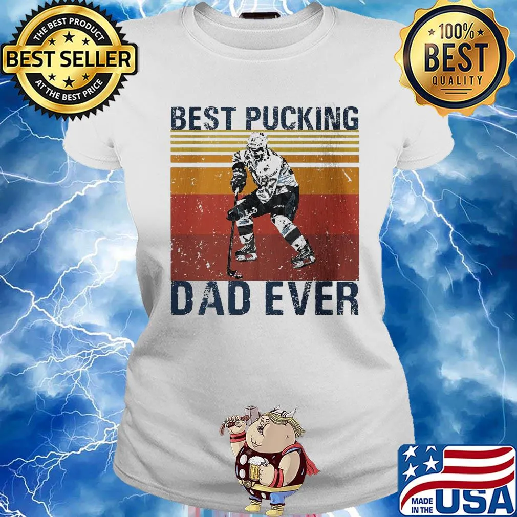 Hockey best pucking dad ever happy father's day vintage s Ladies tee