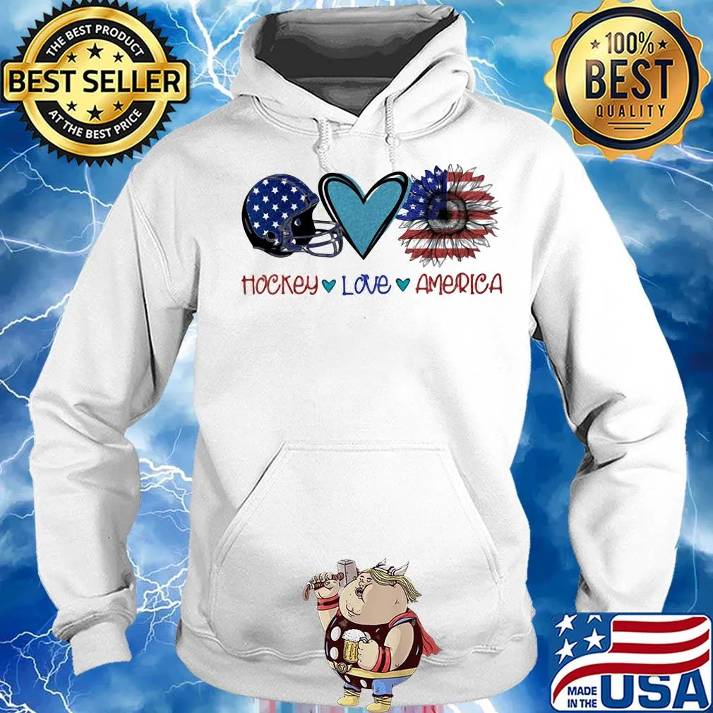 Hockey love heart sunflower American flag veteran Independence Day s Hoodie