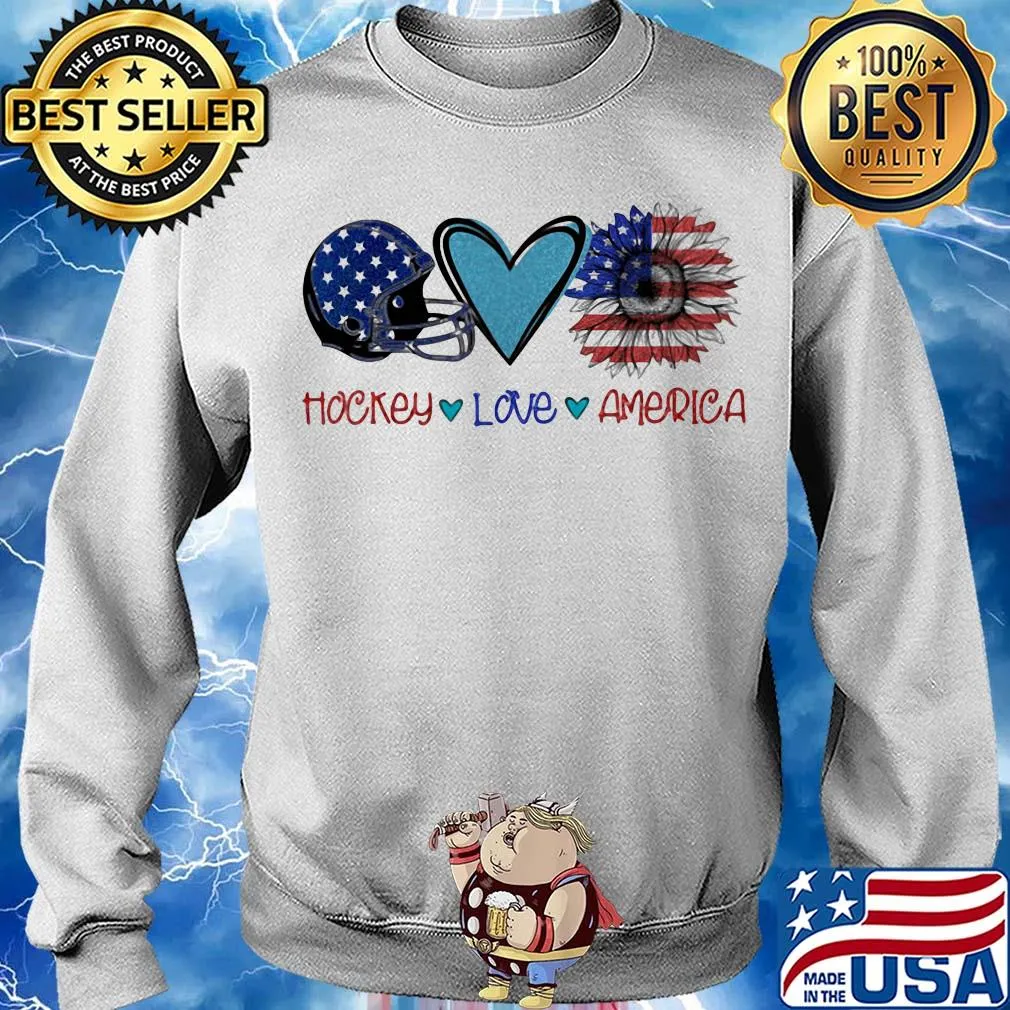 Hockey love heart sunflower American flag veteran Independence Day s Sweater