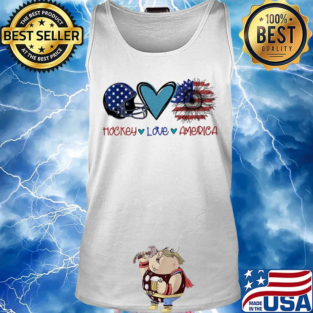 Hockey love heart sunflower American flag veteran Independence Day s Tank top