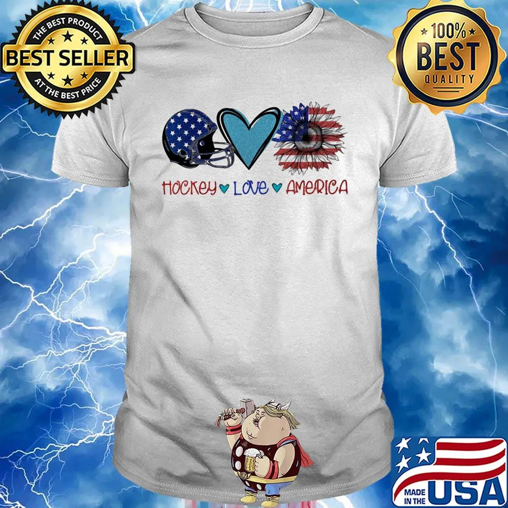 Hockey love heart sunflower American flag veteran Independence Day shirt