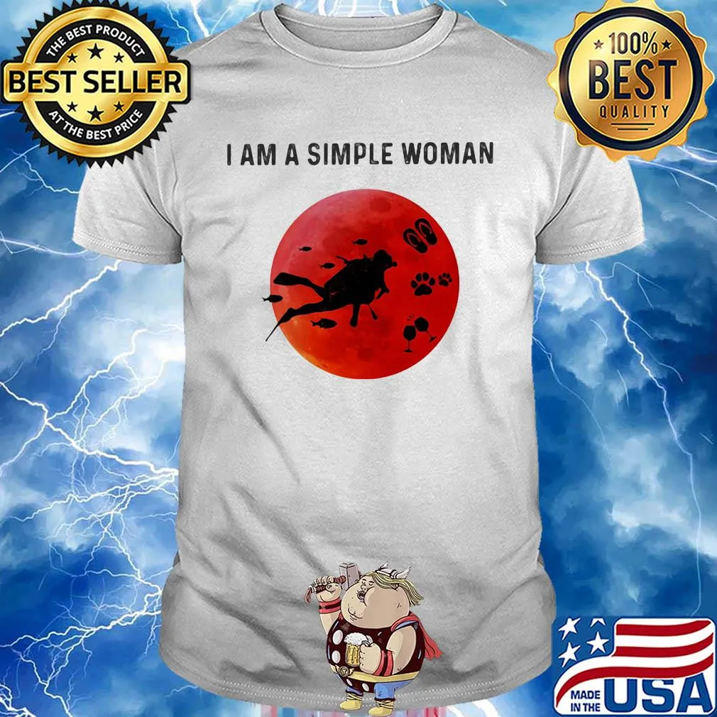 I am a simple woman scuba diving paw wine shirt