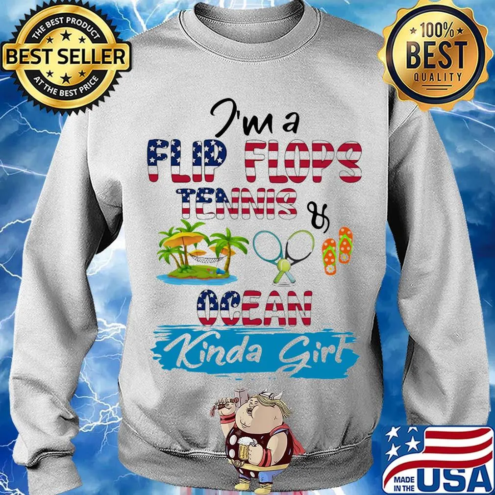 I'm a flip flops tennis ocean kinda girl American flag veteran Independence Day s Sweater