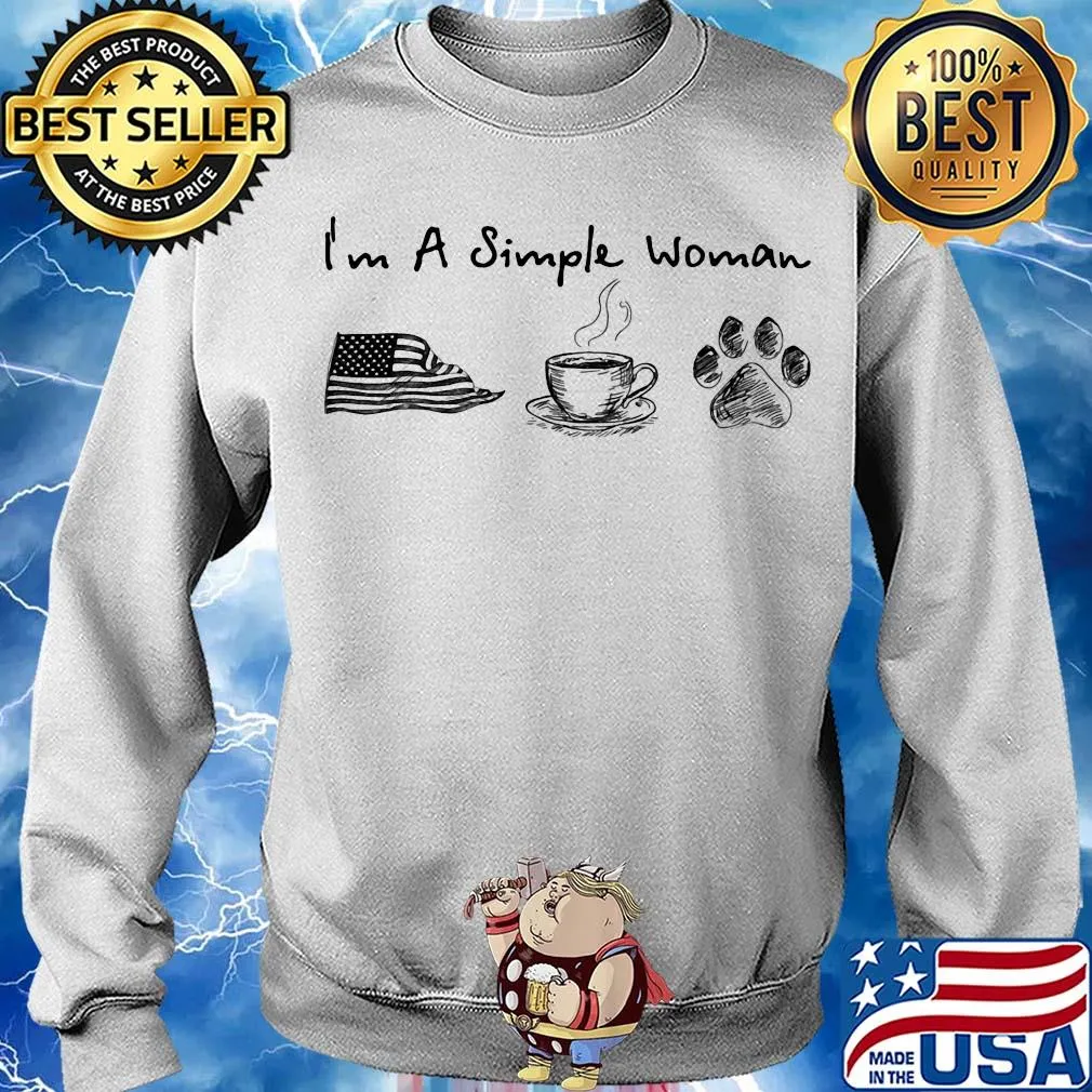 I'm a simple woman american flag coffee and paw dog s Sweater