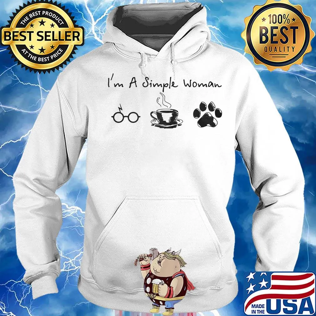 I'm a simple woman glasses coffee paw dog s Hoodie