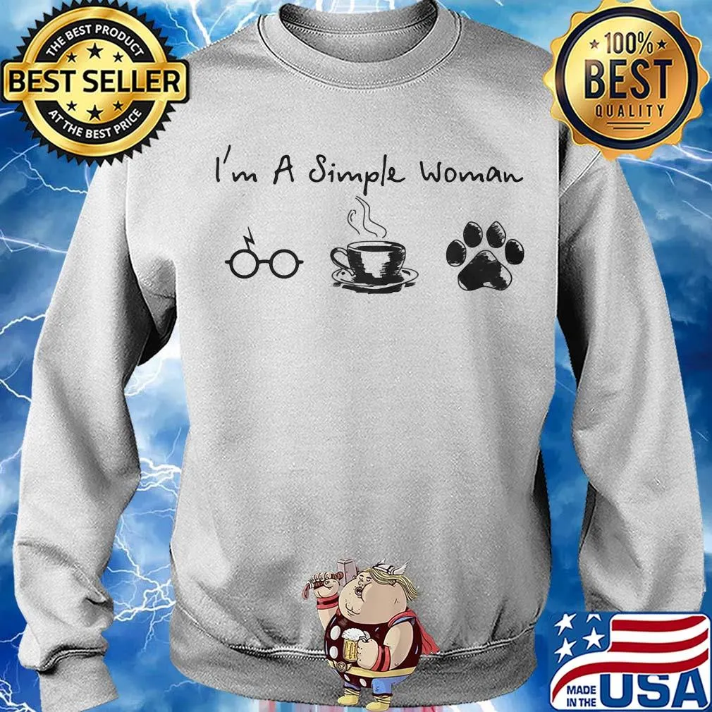 I'm a simple woman glasses coffee paw dog s Sweater