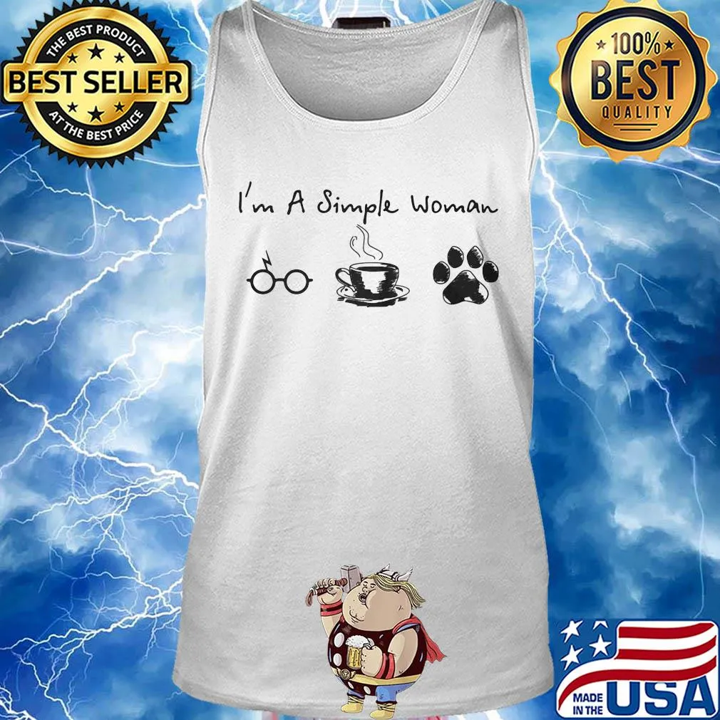 I'm a simple woman glasses coffee paw dog s Tank top