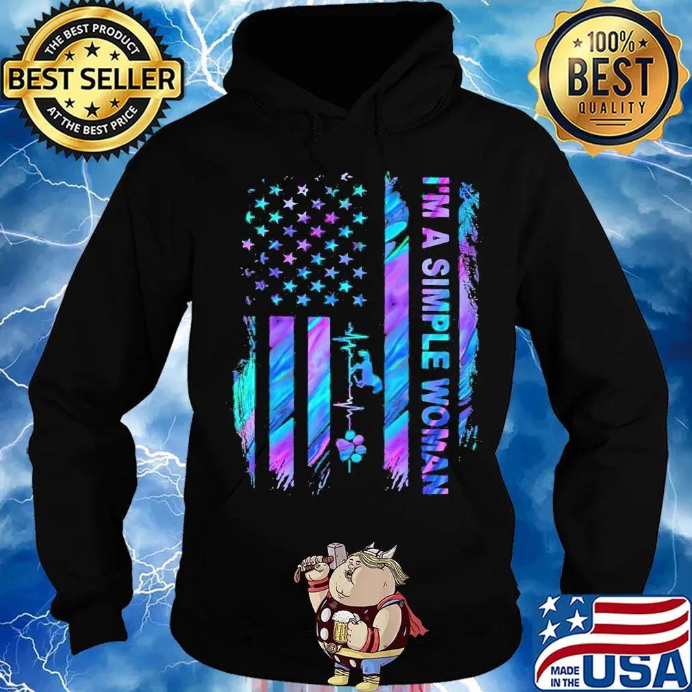 I'm a simple woman horse american flag heartbeat s Hoodie