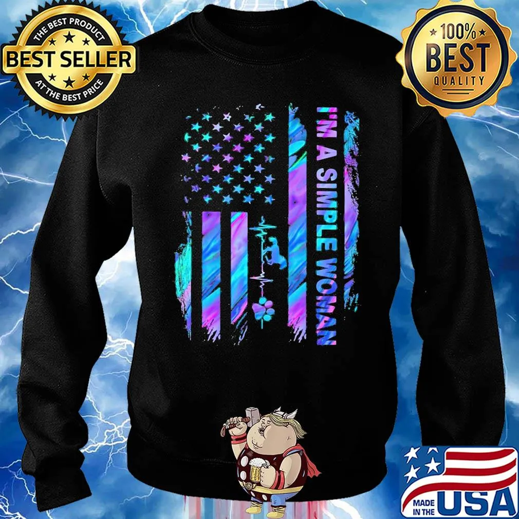 I'm a simple woman horse american flag heartbeat s Sweater