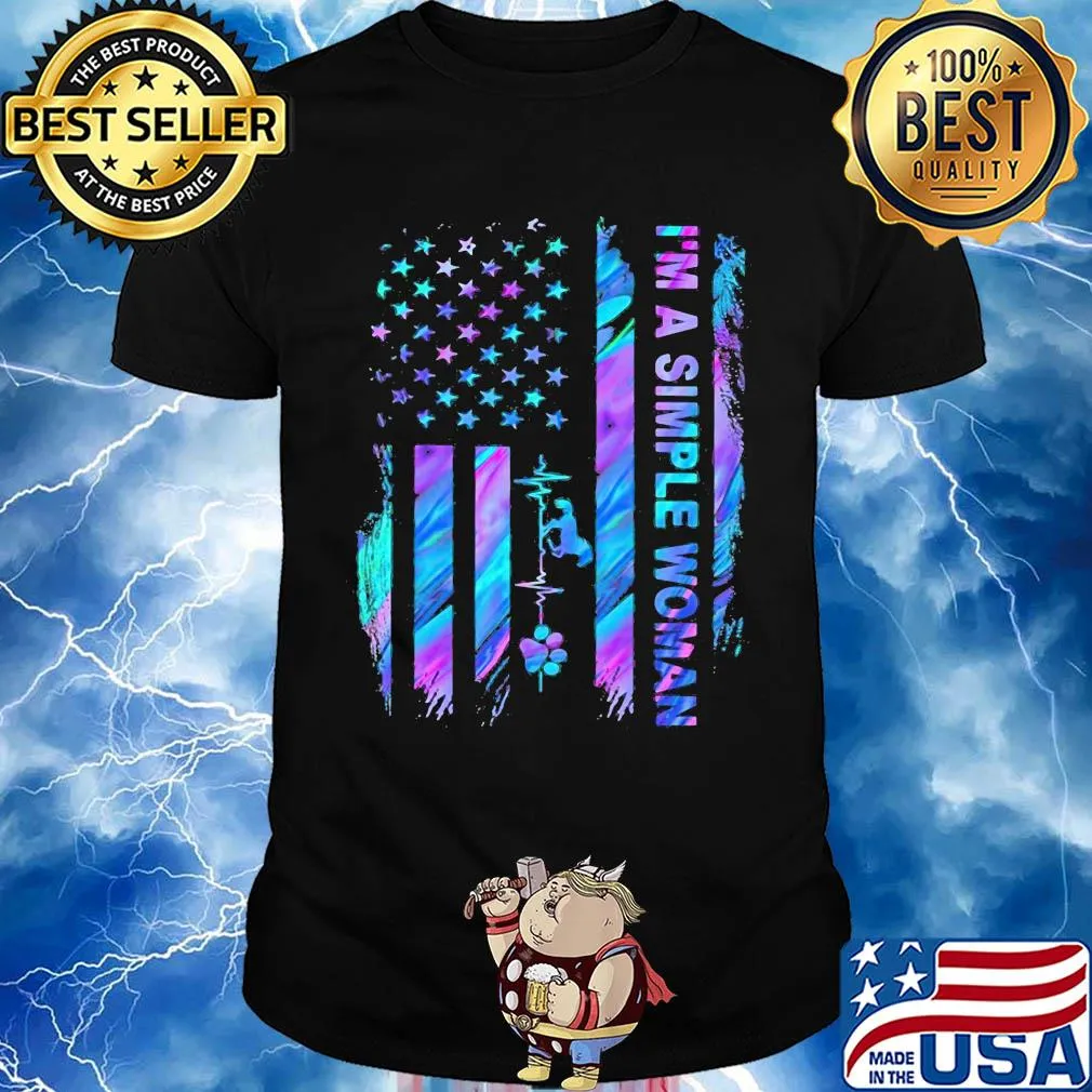 I'm a simple woman horse american flag heartbeat shirt