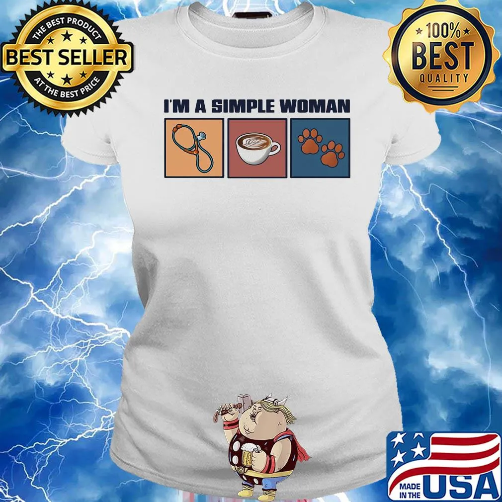 I'm a simple woman nurse coffee and paw dog vintage s Ladies tee