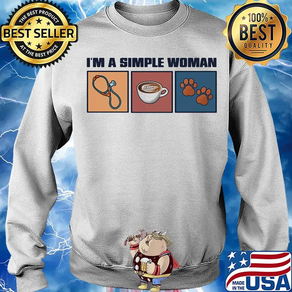 I'm a simple woman nurse coffee and paw dog vintage s Sweater
