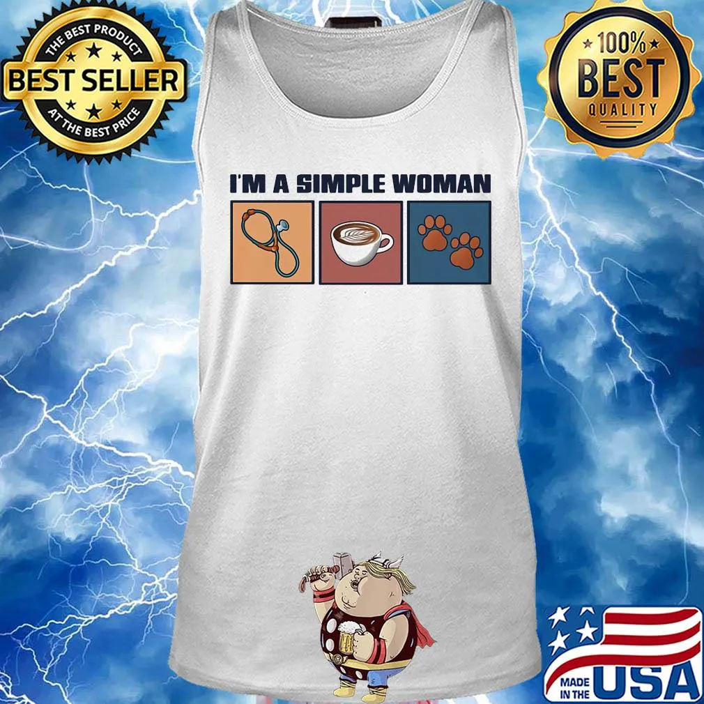 I'm a simple woman nurse coffee and paw dog vintage s Tank top