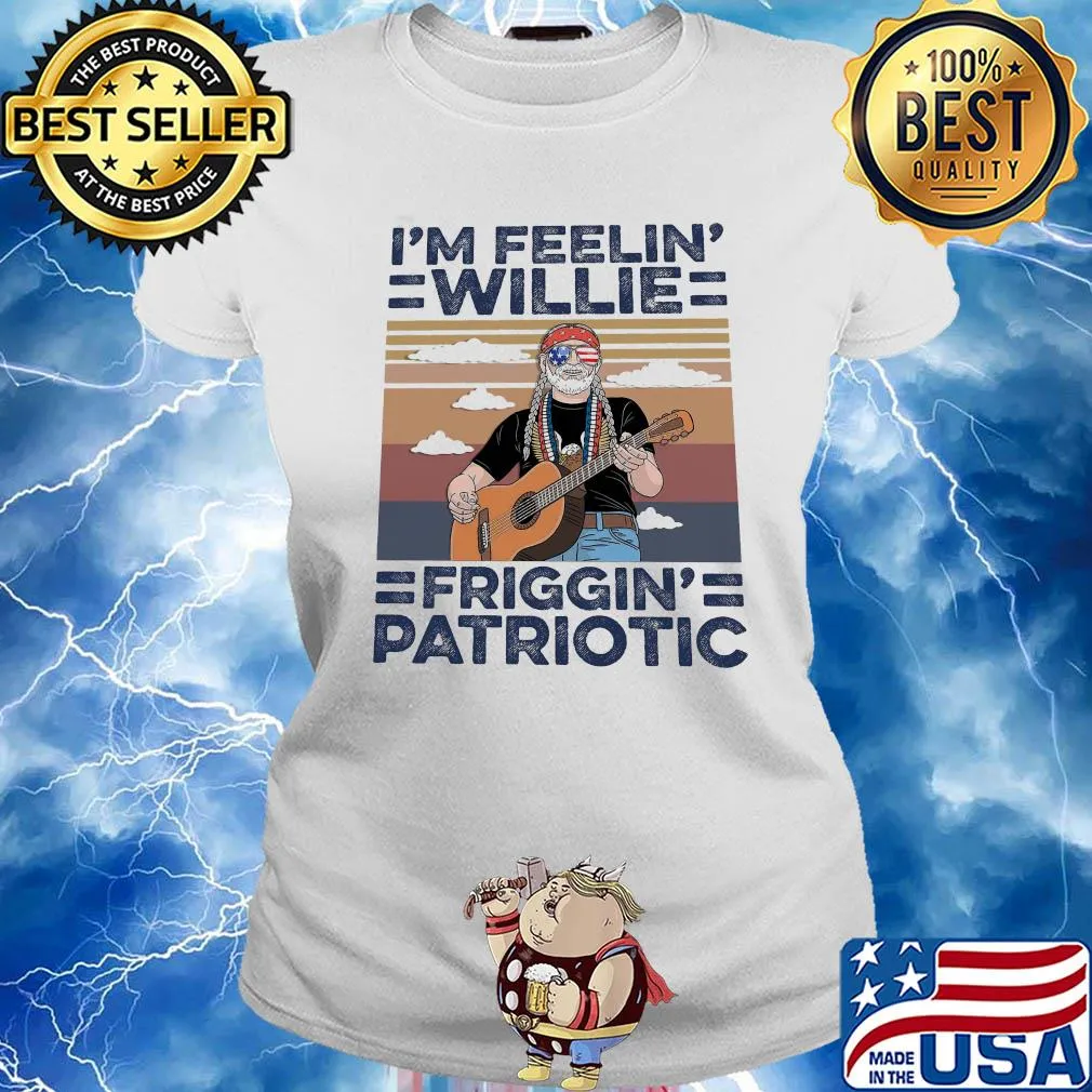 I'm feelin' willie friggin' patriotic guitar vintage s Ladies tee