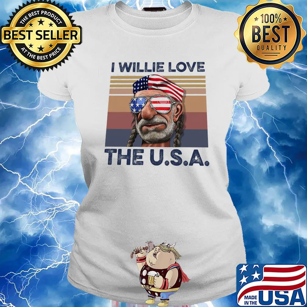 I willie love the USA American flag veteran Independence Day vintage s Ladies tee
