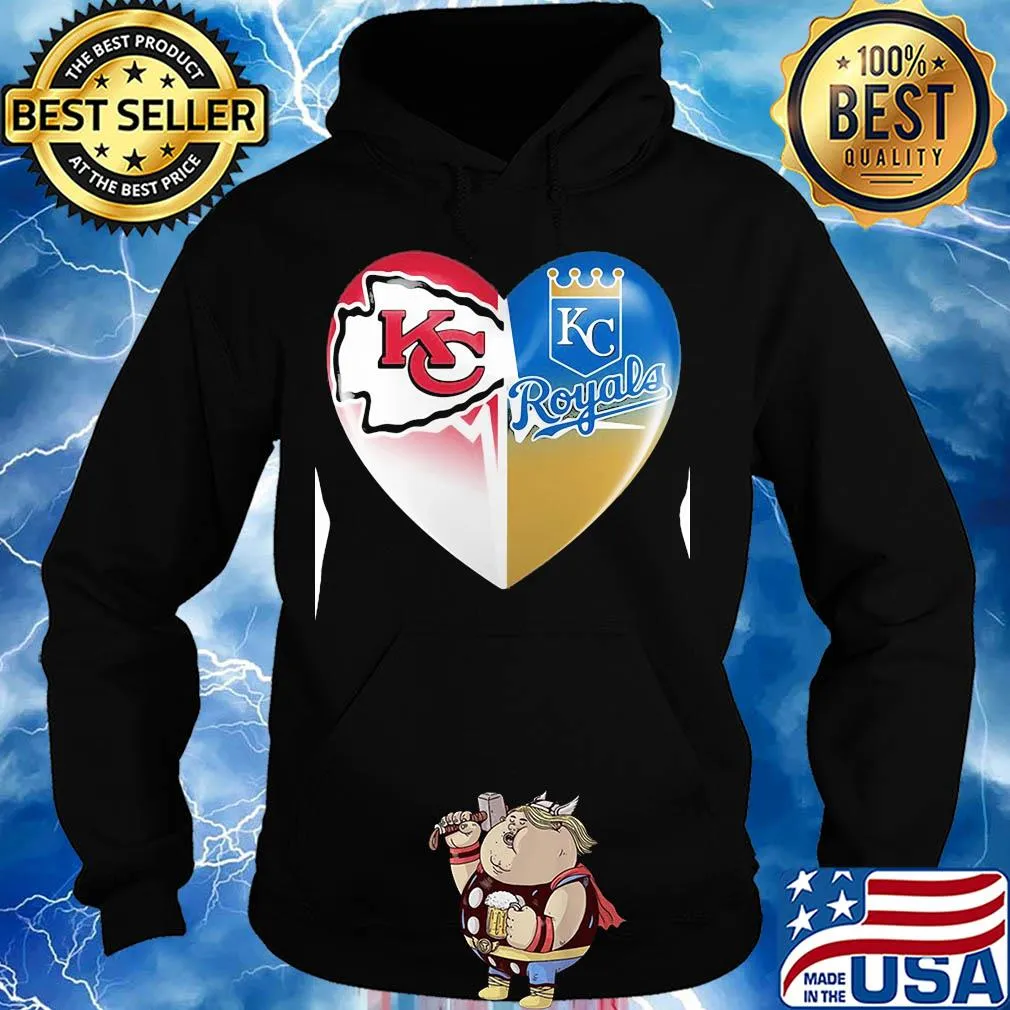 Kansas city chiefs and kansas city royals heart heartbeat s Hoodie