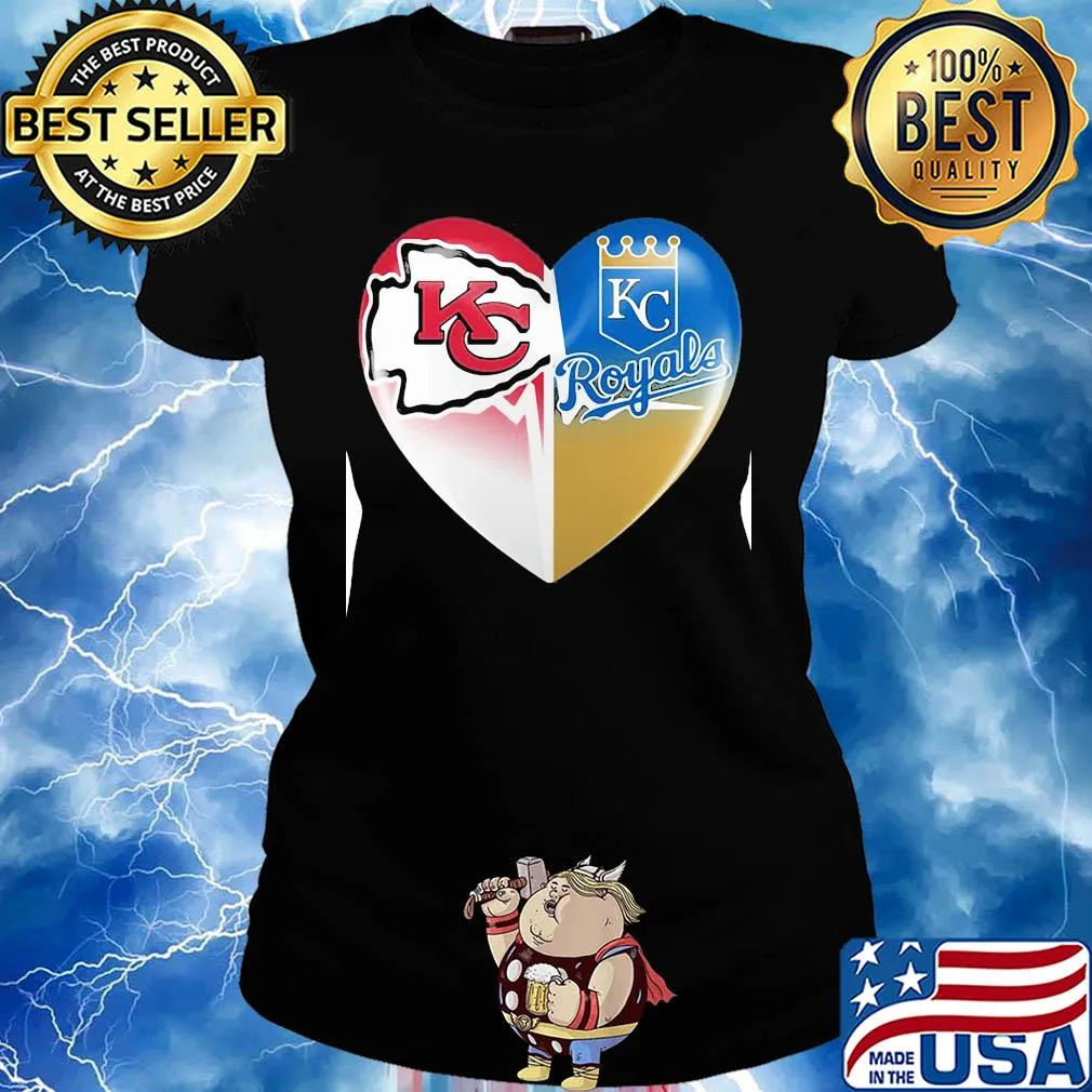 Kansas city chiefs and kansas city royals heart heartbeat s Ladies tee