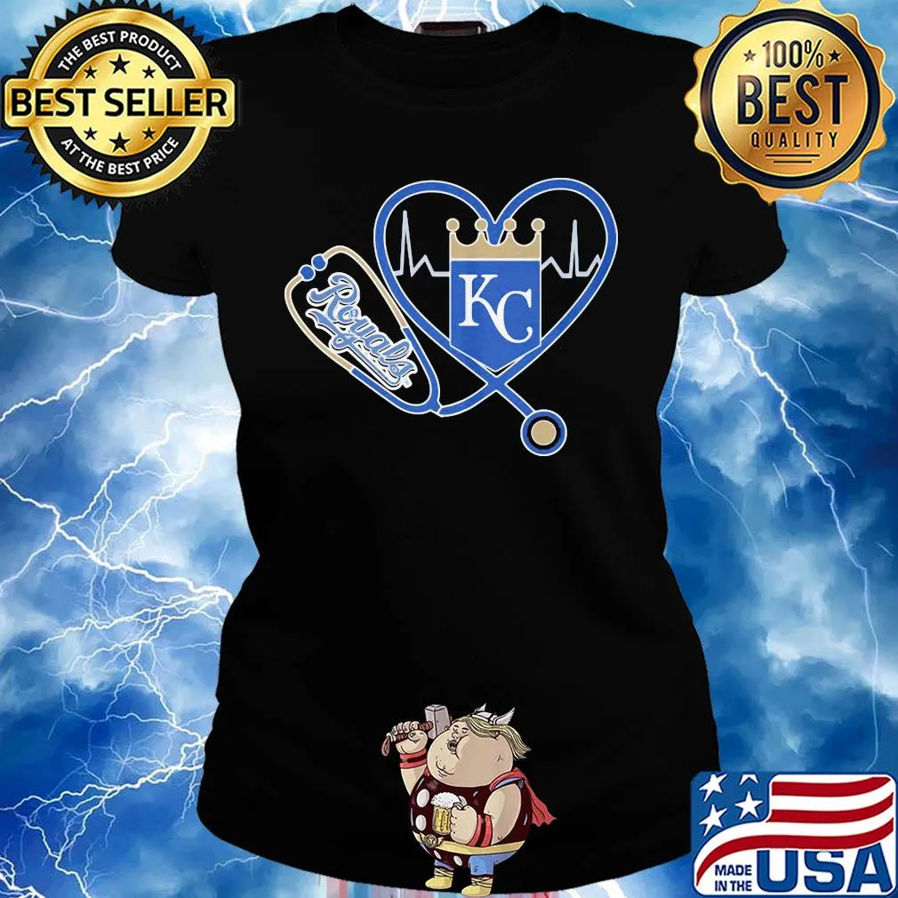 Kansas city royals baseball stethoscope heart s Ladies tee