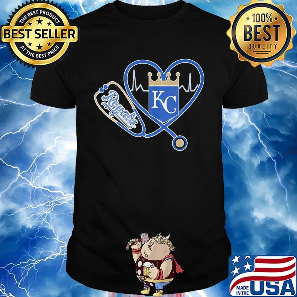 Kansas city royals baseball stethoscope heart shirt