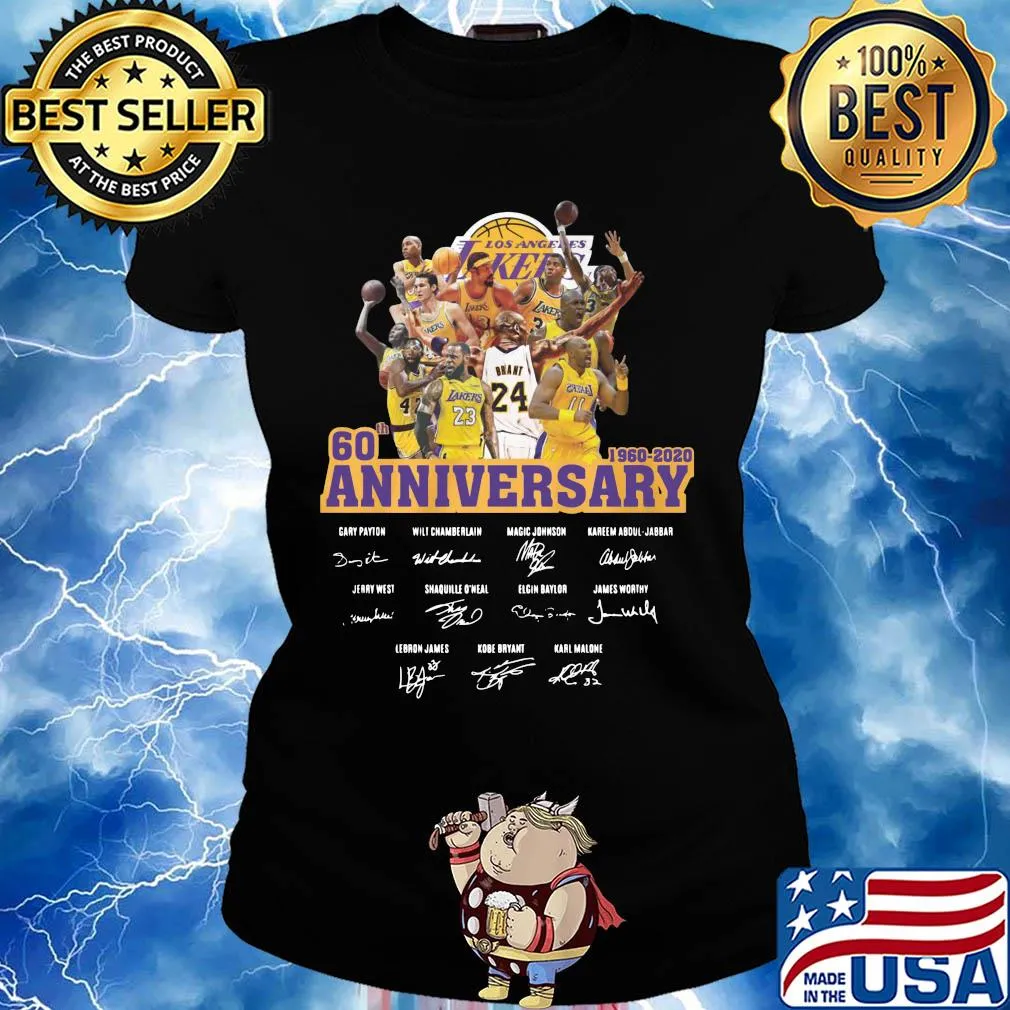 Los angeles lakers basketball team 60th anniversary 1960 2020 signatures s Ladies tee