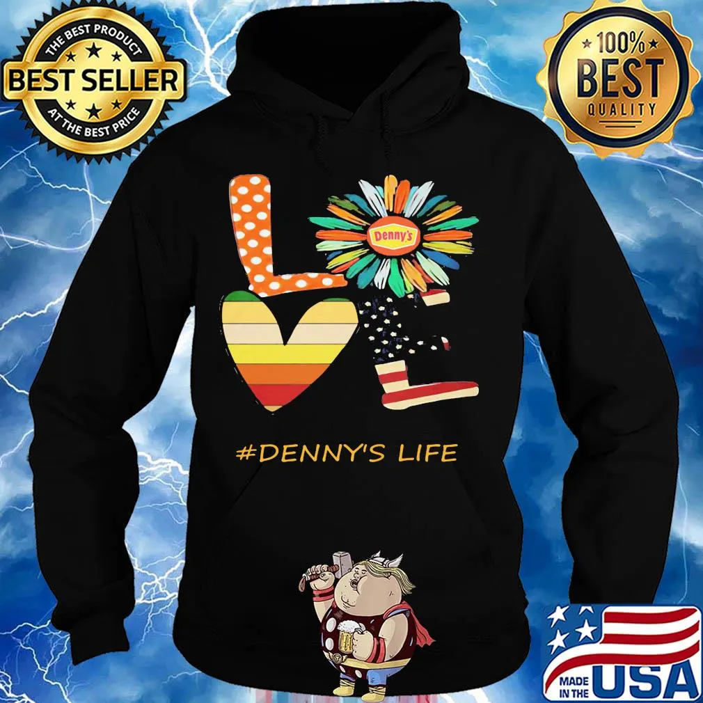 Love denny's life flower american flag vintage s Hoodie