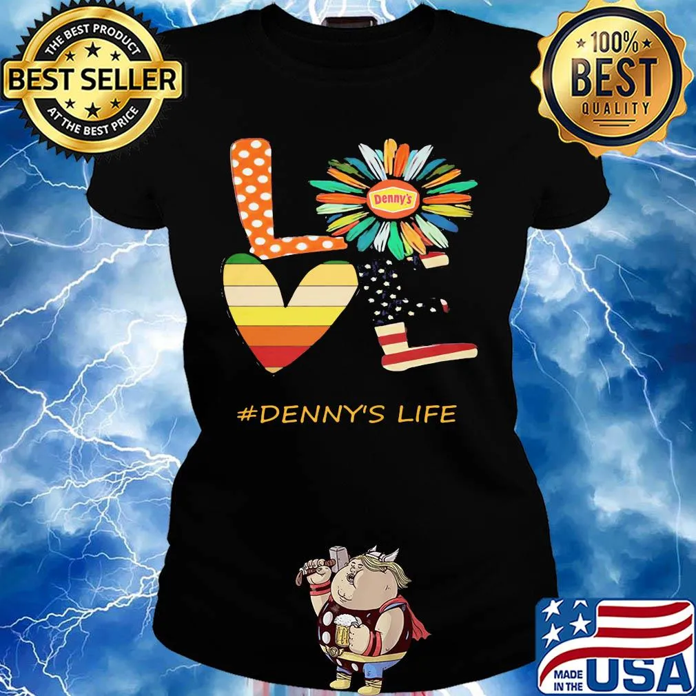 Love denny's life flower american flag vintage s Ladies tee
