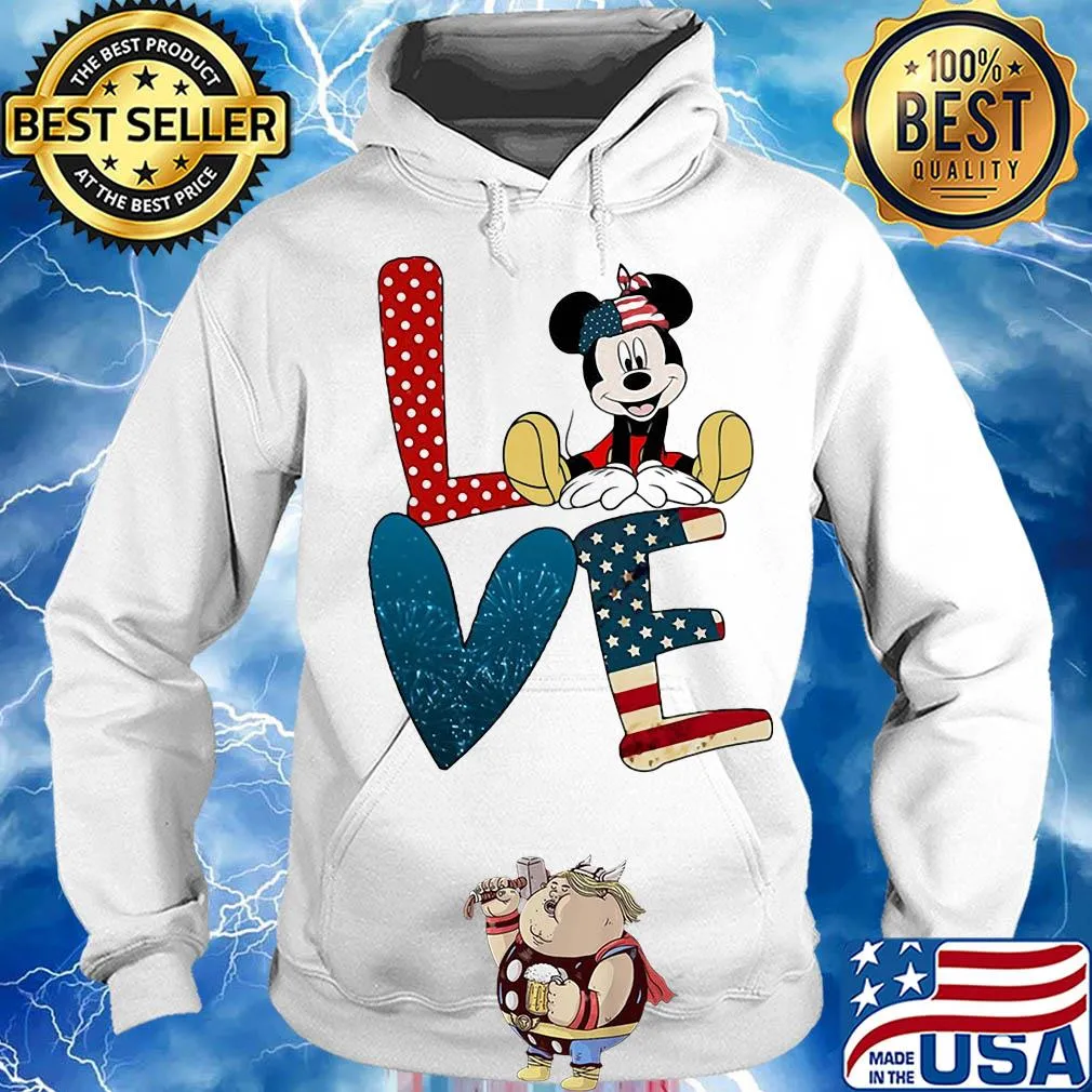 Love mickey mouse american flag firework independence day s Hoodie