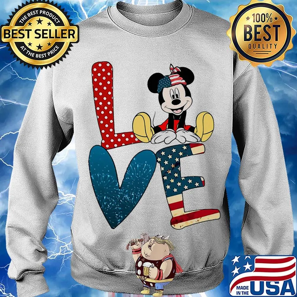 Love mickey mouse american flag firework independence day s Sweater