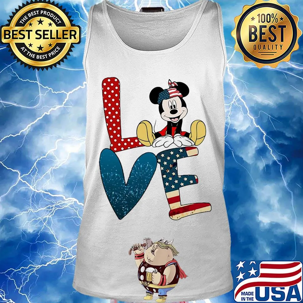 Love mickey mouse american flag firework independence day s Tank top
