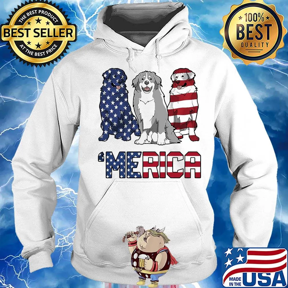 Merica Bernese Mountain Dog American flag veteran Independence Day s Hoodie