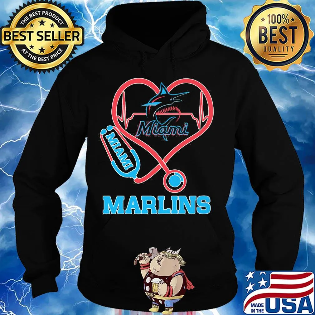 Miami marlins baseball stethoscope heart s Hoodie