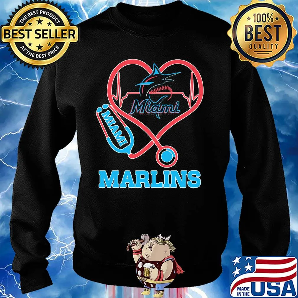 Miami marlins baseball stethoscope heart s Sweater