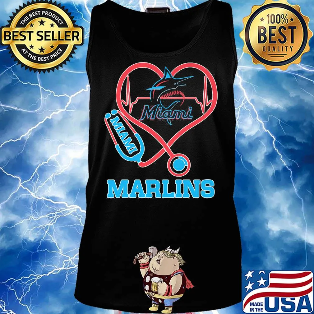 Miami marlins baseball stethoscope heart s Tank top
