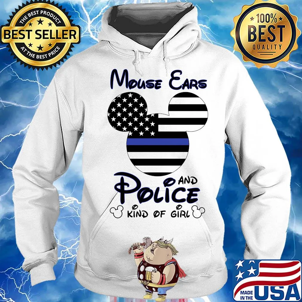 Mickey mouse ears and police kind of girl Blue Ribbon USA Flag s Hoodie