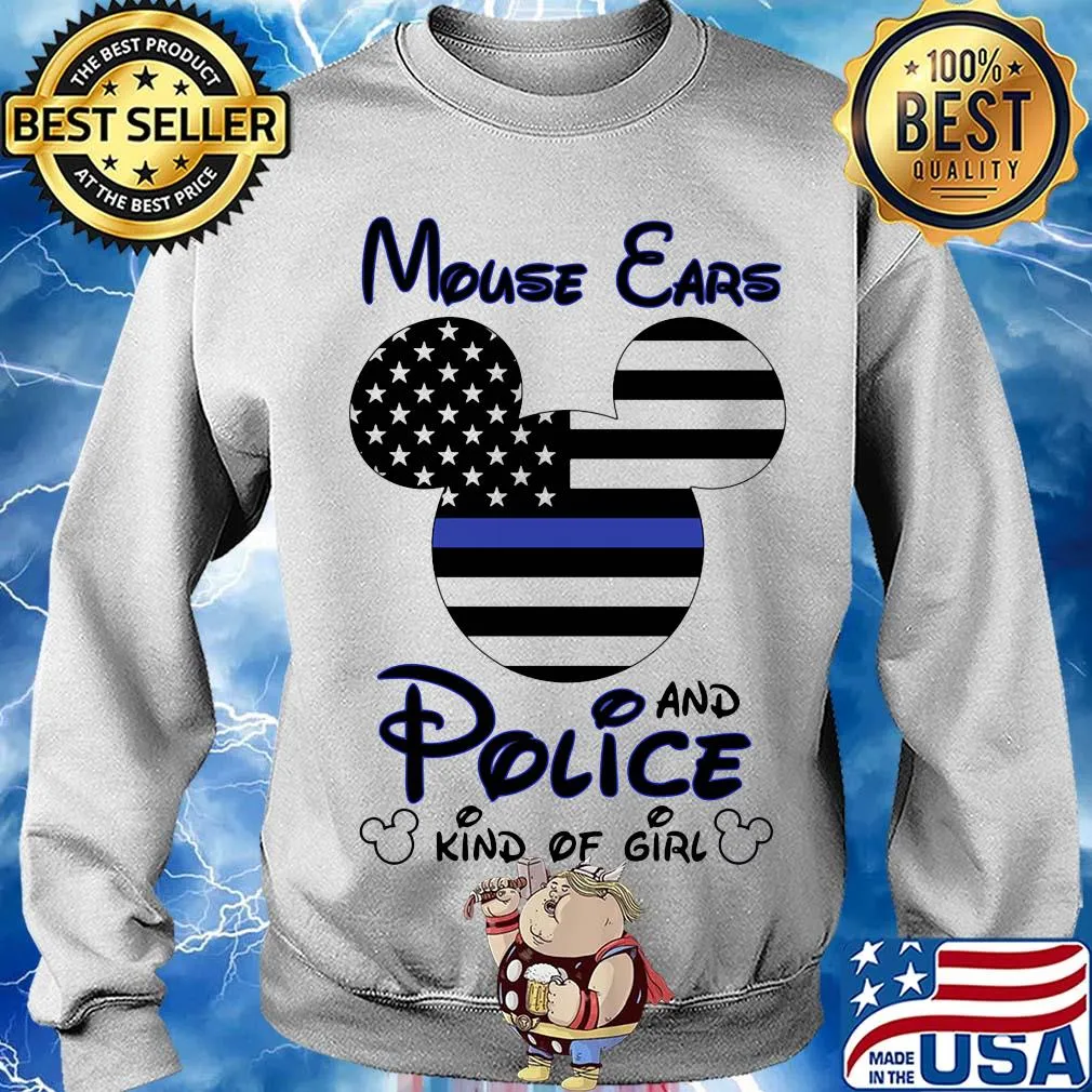 Mickey mouse ears and police kind of girl Blue Ribbon USA Flag s Sweater
