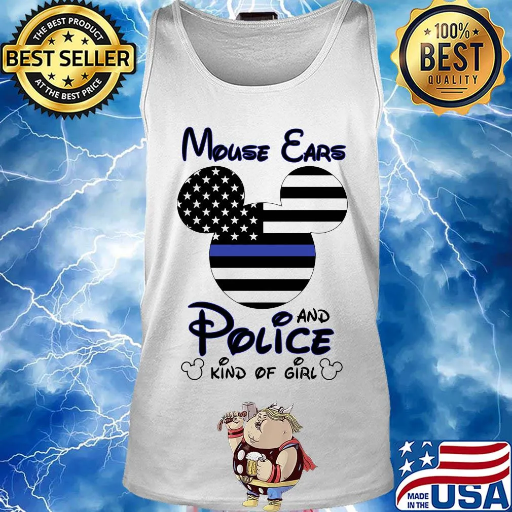 Mickey mouse ears and police kind of girl Blue Ribbon USA Flag s Tank top