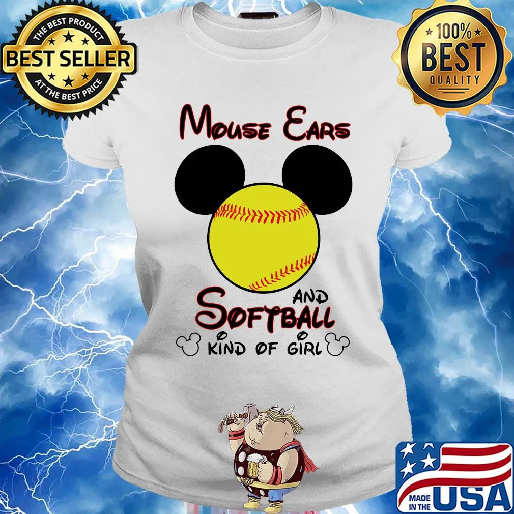 Mickey mouse ears and softball kind of girl s Ladies tee