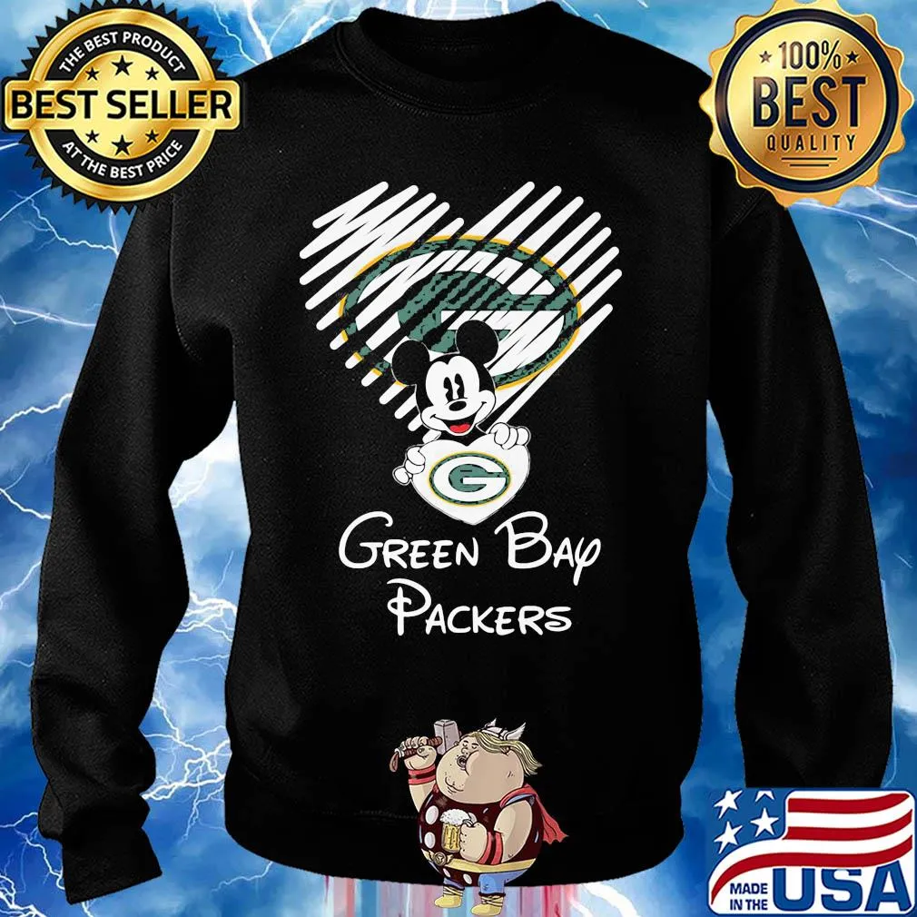 Mickey mouse hug heart green bay packers logo s Sweater