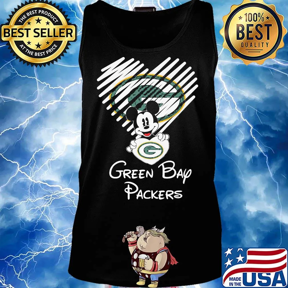 Mickey mouse hug heart green bay packers logo s Tank top